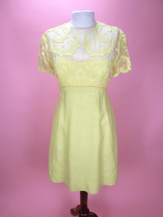 1960s 1970s Ruth Chagnon Yellow Illusion Neckline 