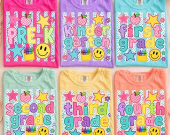 Back to School Bundle Striped Shirt PNG Teacher Grade Level Shirt Back to School Teacher Team Cute Matching Teacher Trendy Teacher Squad PNG