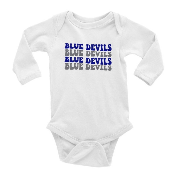 Blue Devils Retro Baby Long Sleeve Onesie | Duke Blue Devils Fan | Cameron Crazies | Duke University | Football | College Game Day
