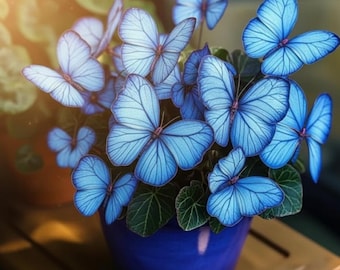 Starry Blue Butterfly Begonia Seeds – Rare Ornamental Foliage Plant (50+ Seeds)