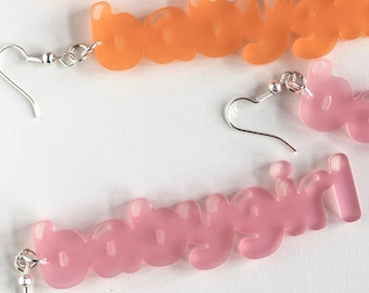 Pendientes BABYGIRL / acrílico cortado con láser / joyería divertida
