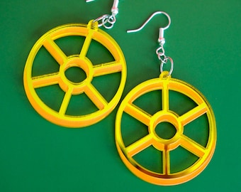 Pendientes de rueda de pasta Rotelle / joyería llamativa de acrílico