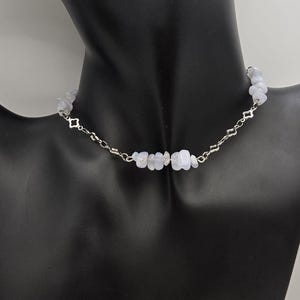 Blue Lace Agate and Steel Clover Crystal Chain Choker, Cottagecore, Goth Choker, Boho, Healing Gemstone for Protection, Spiritual Gift image 8
