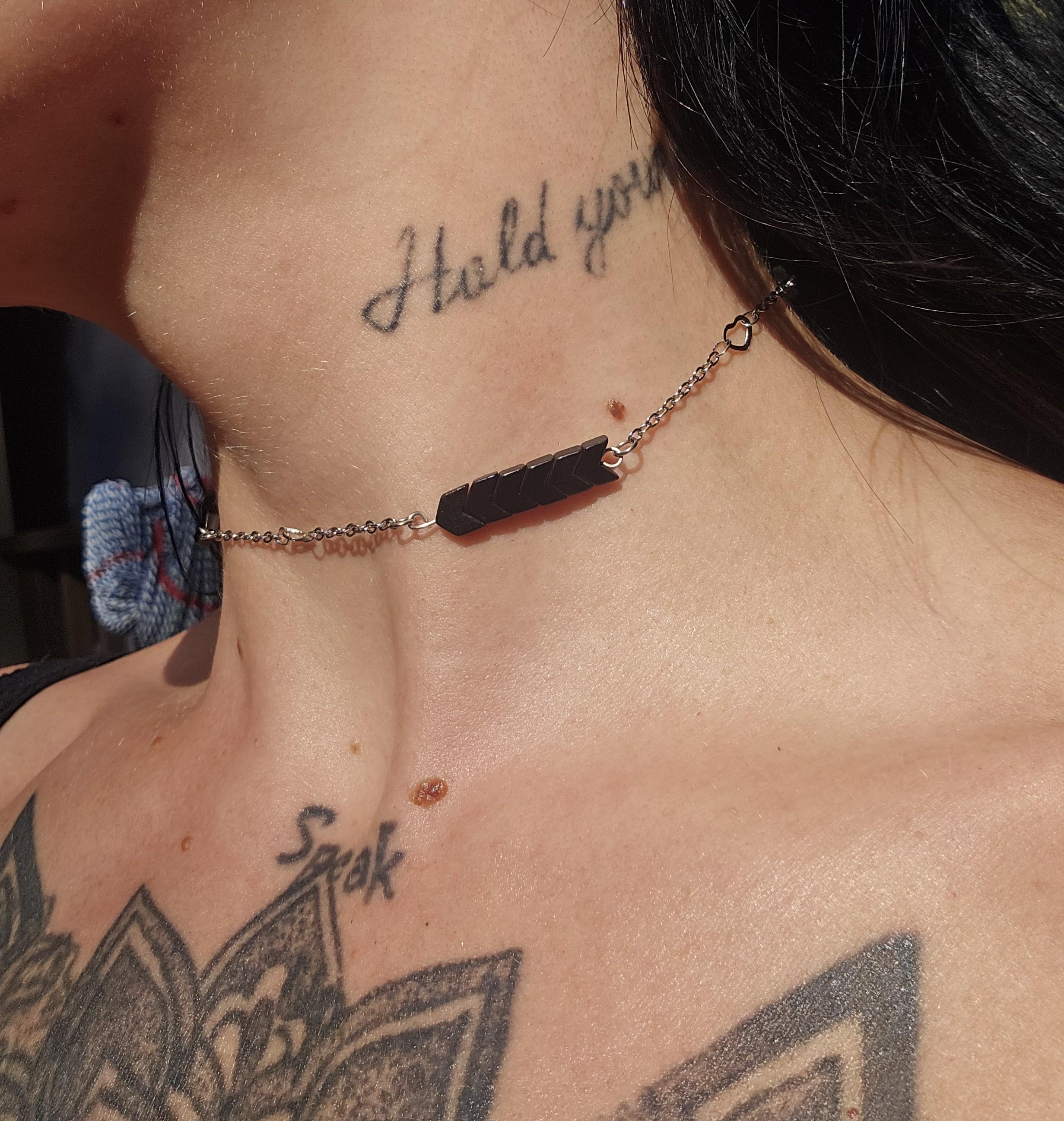 Hematite & Steel Choker Necklace: Adjustable Crystal Chain - Thumbnail 3