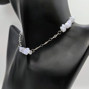Blue Lace Agate and Steel Clover Crystal Chain Choker, Cottagecore, Goth Choker, Boho, Healing Gemstone for Protection, Spiritual Gift image 5
