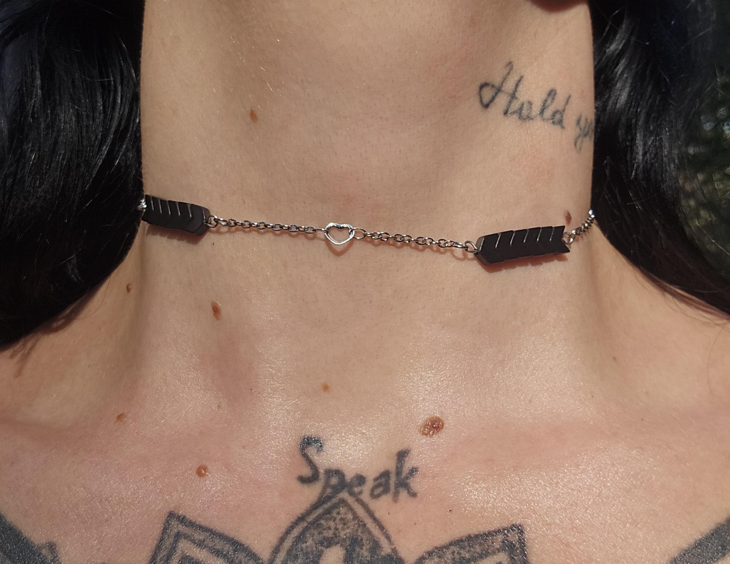 Hematite & Steel Choker Necklace: Adjustable Crystal Chain