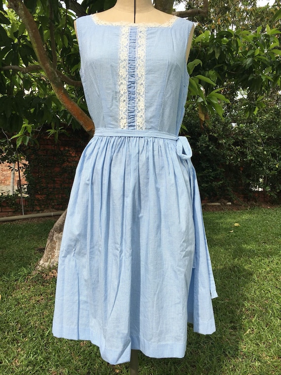 Adorable Day Swing Dress 1950s Blue Vintage