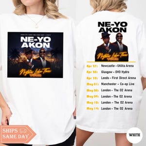 Koszulka Ne-Yo Akon, koszulka z trasy Nights Like This Tour 2026, koszulka z koncertu R&B w Wielkiej Brytanii, koszulka z muzyką hip-hopową
