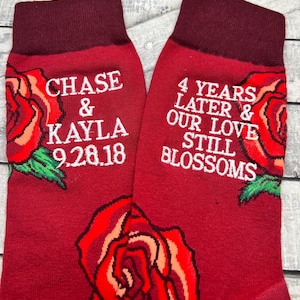 Anniversary Socks for Men - Fourth Anniversary - Flower Gift - Anniversary Gift for Men - For the Man that Has Everything- 4th Anniversary