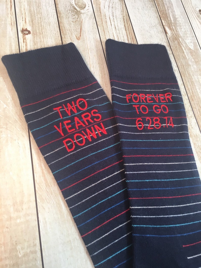 Anniversary Socks second anniversary gift mens dress socks two year anniversary gift embroidered socks cotton husband gift