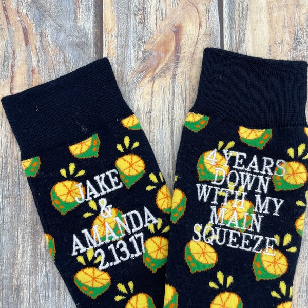 Anniversary Socks for Men - Fourth Anniversary - Fruit Gift - Anniversary Gift for Men - For the Man that Has Everything- 4th Anniversary