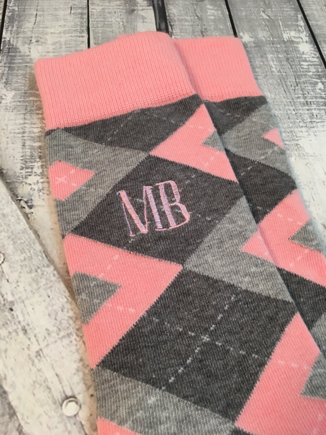Groom Socks Blush Pink Grey Argyle Mens Monogram Socks Etsy