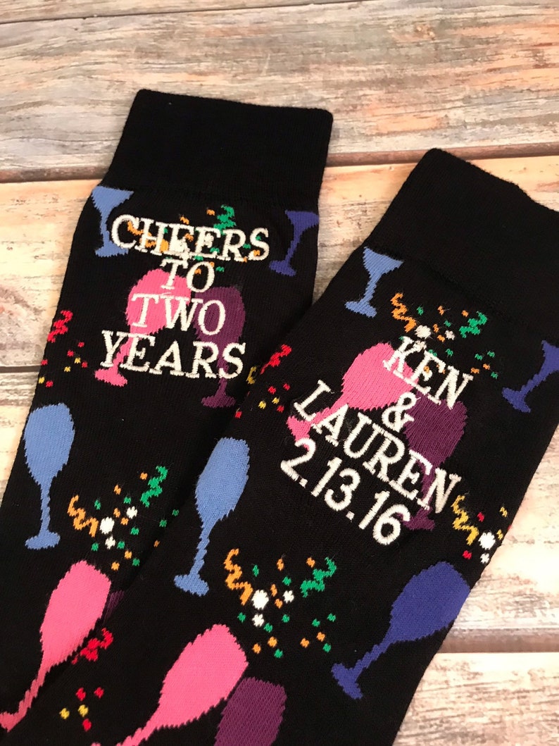 second anniversary gift cotton anniversary gift for men Champagne Socks two year anniversary gift Anniversary Socks husband gift