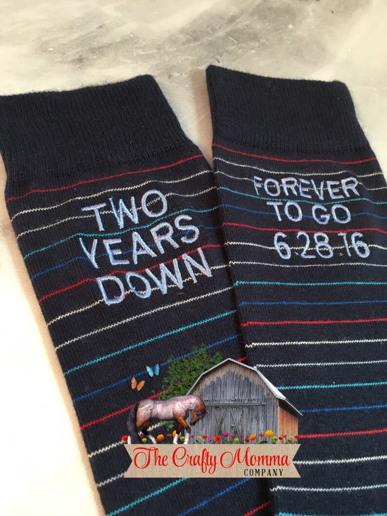 Anniversary Socks second anniversary gift mens dress socks two year anniversary gift embroidered socks cotton husband gift