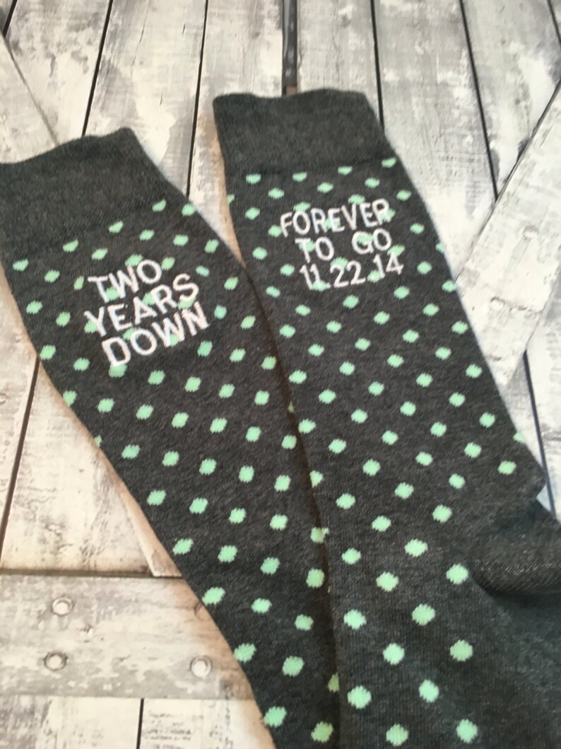 Anniversary Socks mens dress socks cotton two year anniversary gift husband gift second anniversary gift embroidered socks
