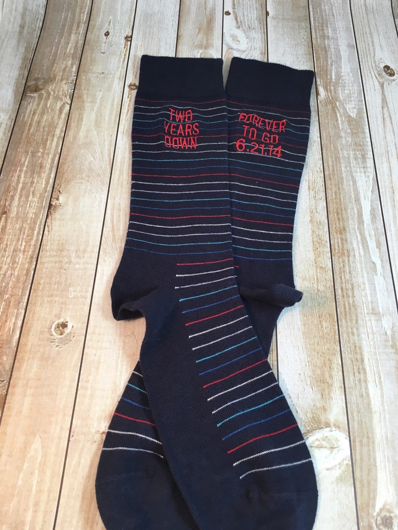 Anniversary Socks second anniversary gift mens dress socks two year anniversary gift embroidered socks cotton husband gift