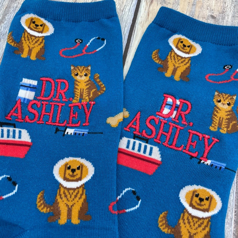 Personalized Veterinarian Socks, Vet Graduation Gift