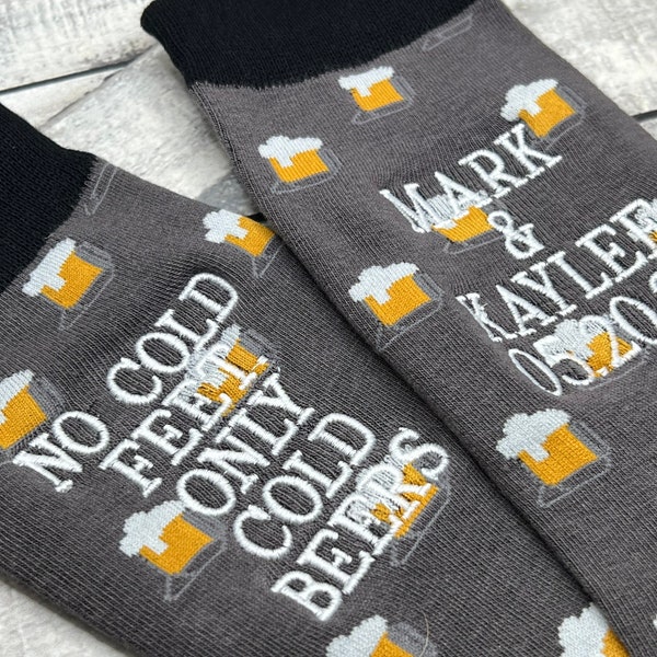 Groom Socks - Grooms Beer Gift - No Cold Feet Only Cold Beer - Wedding Gift From Wife - Beer Wedding Socks - Beer Wedding Socks