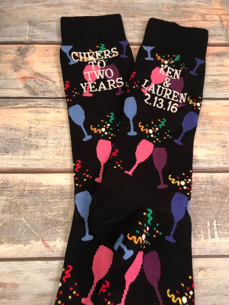 second anniversary gift cotton anniversary gift for men Champagne Socks two year anniversary gift Anniversary Socks husband gift