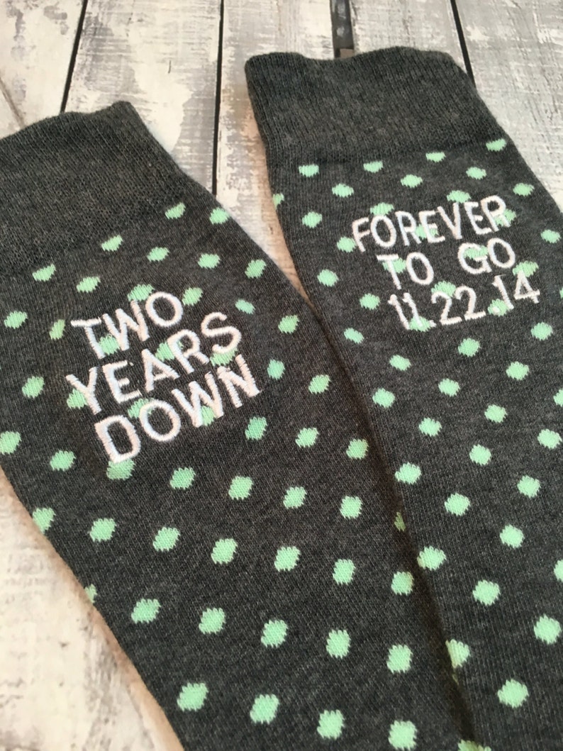 Anniversary Socks mens dress socks cotton two year anniversary gift husband gift second anniversary gift embroidered socks