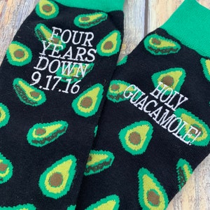 Personalized 4 Year Fruit Anniversary Socks for Him, 4th Anniversary Gift, Custom Embroidered Socks for Hubby, Fruit Gift, Fruit Anniversary