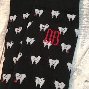 Dentist Socks - Mens Monogram Socks - Dental School Graduation Gift - Dentist Gift - Second Anniversary - Dentist Thank You Gift - Teeth