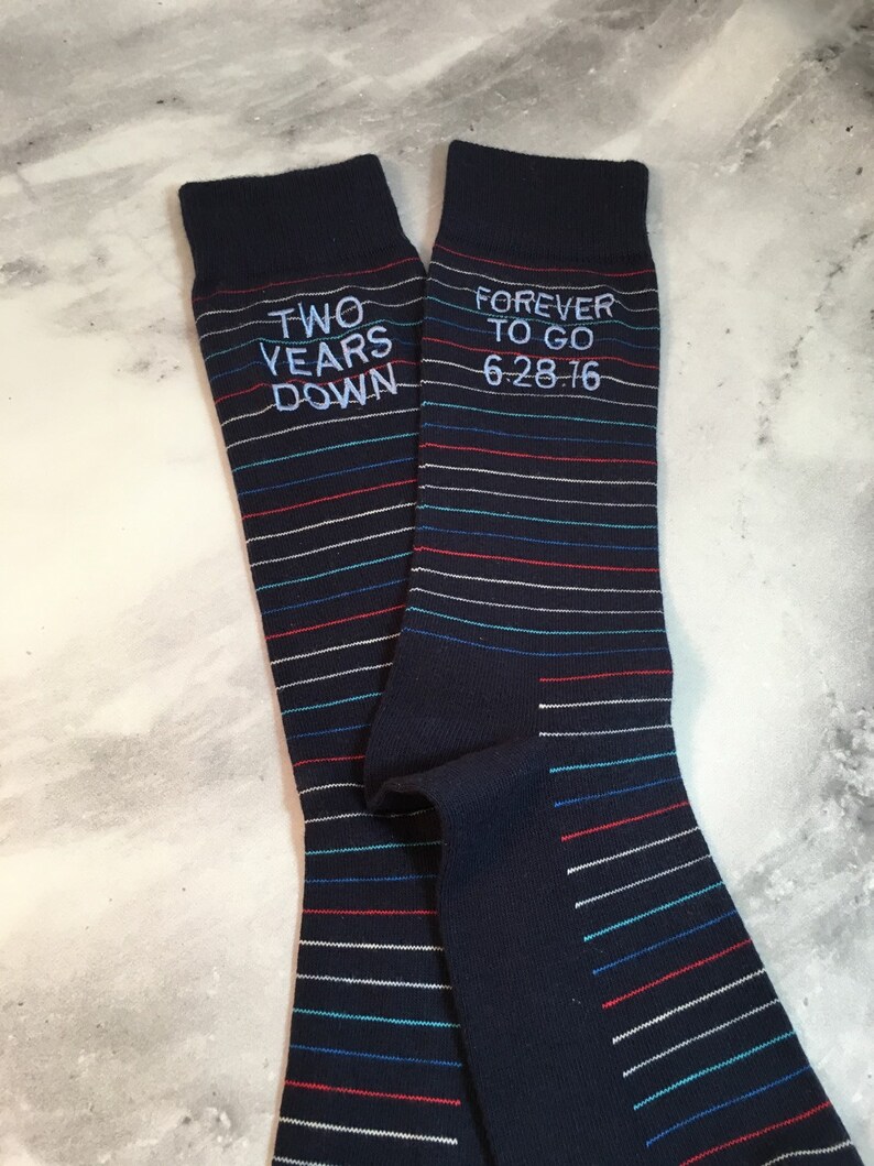 Anniversary Socks second anniversary gift mens dress socks two year anniversary gift embroidered socks cotton husband gift