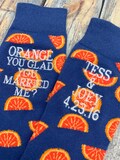 Personalized 4 Year Fruit Anniversary Socks for Him, 4th Anniversary Gift, Custom Embroidered Socks for Hubby, Fruit Gift, Fruit Anniversary