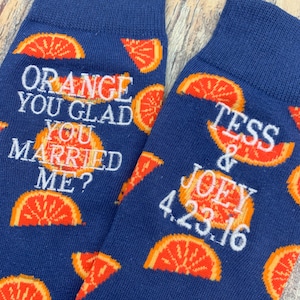 Personalized 4 Year Fruit Anniversary Socks for Him, 4th Anniversary Gift, Custom Embroidered Socks for Hubby, Fruit Gift, Fruit Anniversary image 1