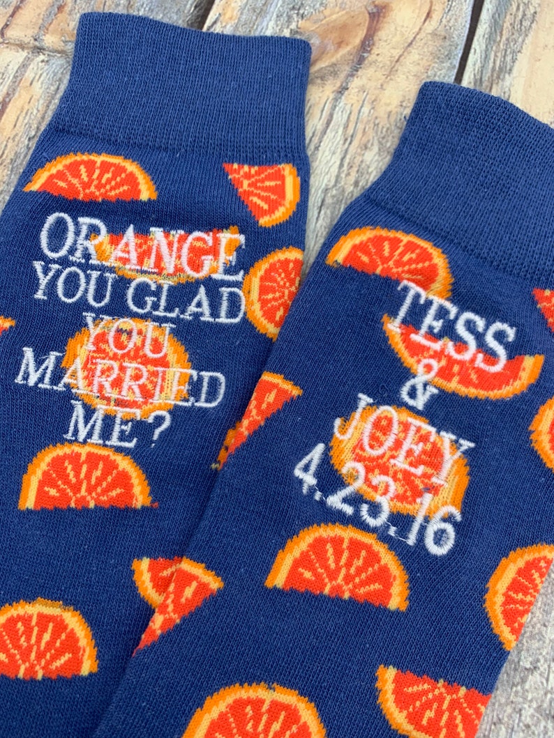 Personalized 4 Year Fruit Anniversary Socks for Him, 4th Anniversary Gift, Custom Embroidered Socks for Hubby, Fruit Gift, Fruit Anniversary image 1