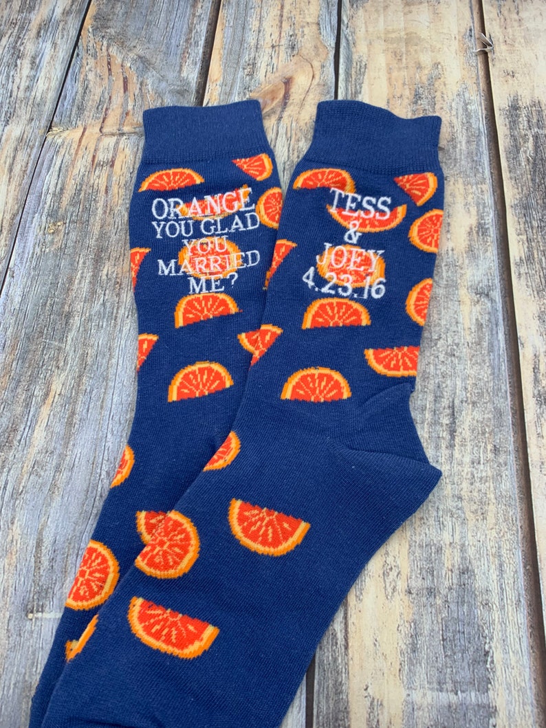 Personalized 4 Year Fruit Anniversary Socks for Him, 4th Anniversary Gift, Custom Embroidered Socks for Hubby, Fruit Gift, Fruit Anniversary image 2