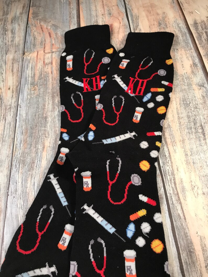 Doctor Socks Mens Monogram Socks Med School Graduation Etsy UK