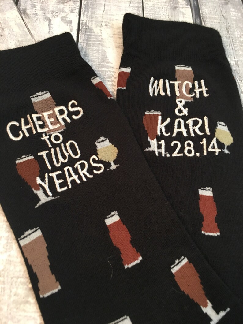 Anniversary Socks Beer Socks cotton second anniversary Etsy