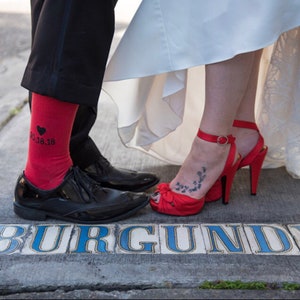 Groom Socks - Grooms Gift - Wedding Socks - Mens Gift - Cold Feet Socks - Gift From Bride - Red - Wedding Socks - Mens Dress Socks