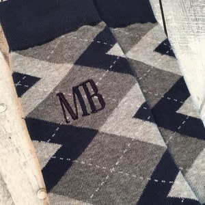 Groom Socks - Groomsman Gift - Navy - Gift from Bride - Monogrammed Mens Dress Socks - Wedding Socks - Fathers Day Gift