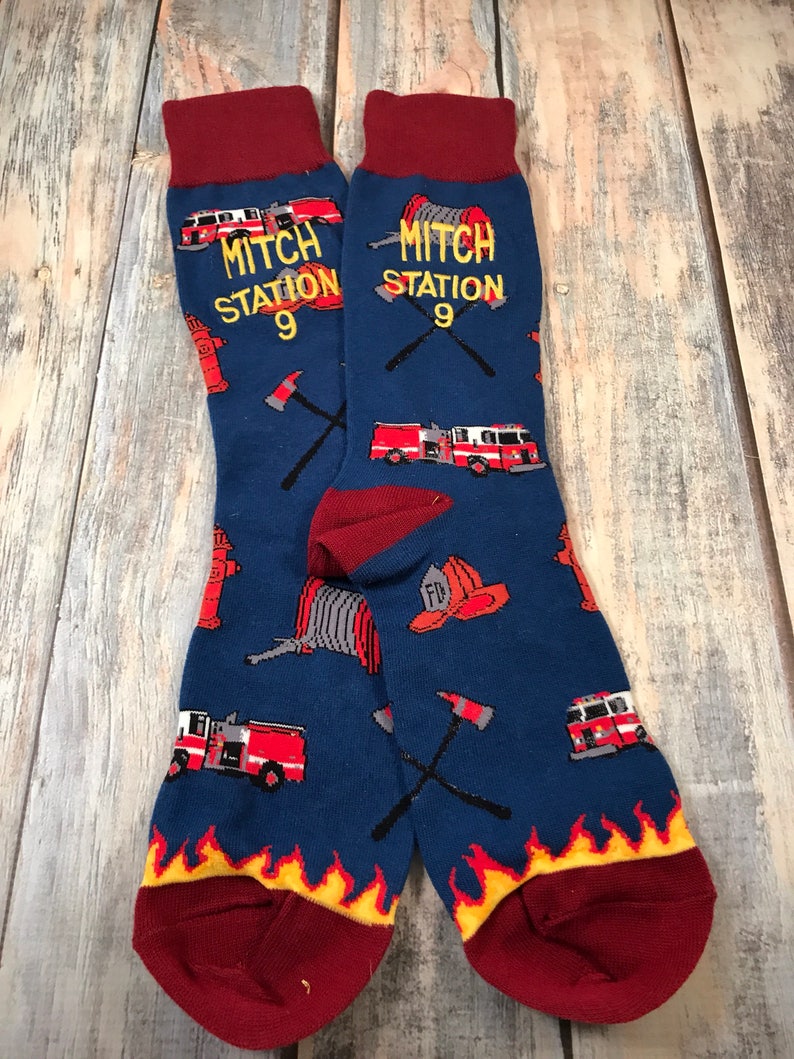 Fireman Socks Mens Monogram Socks Fire Fighter Graduation Etsy