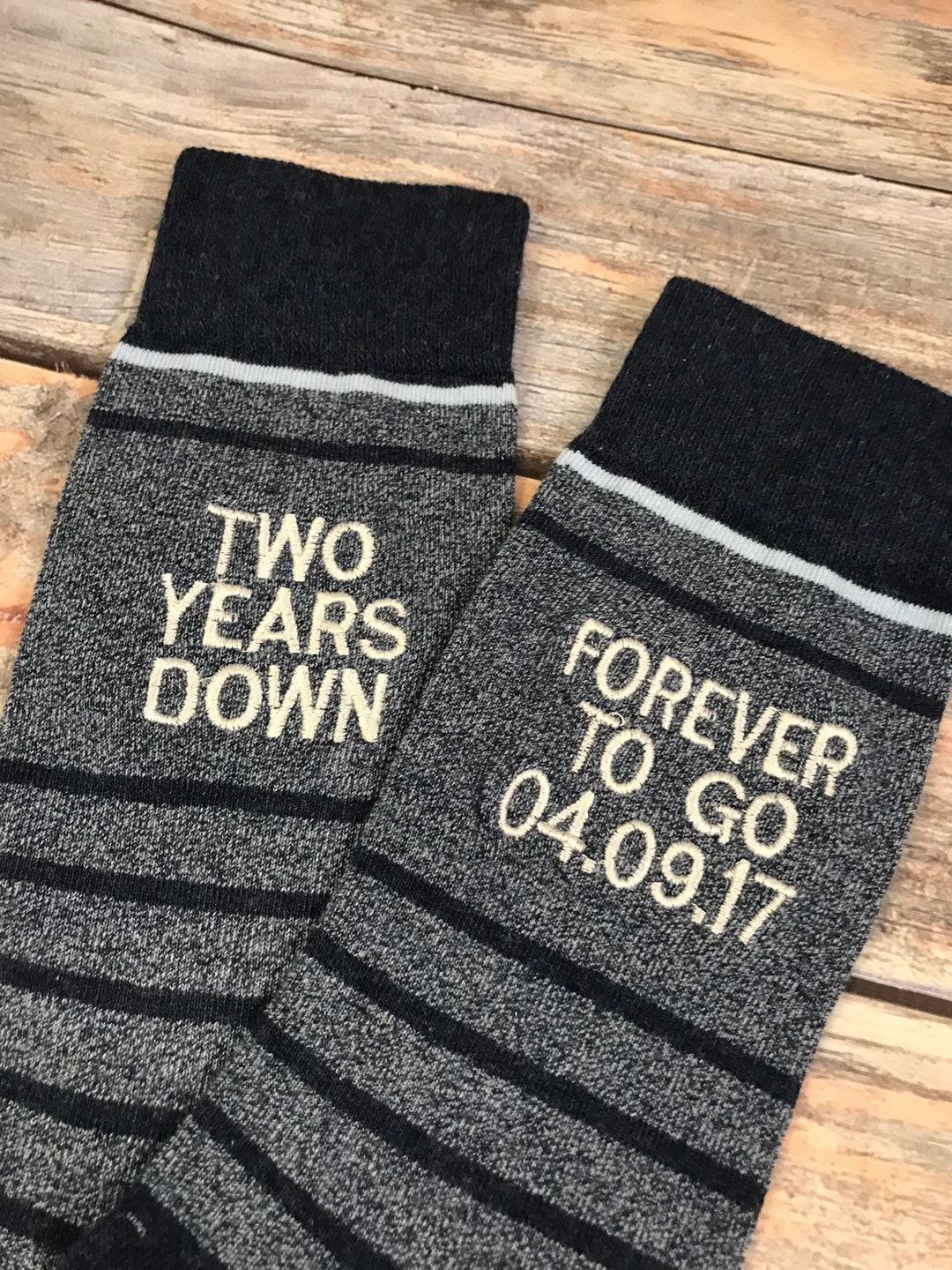 Personalized 2 Year Cotton Anniversary Socks for Him, 2nd Anniversary