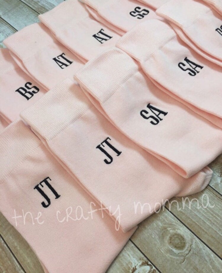 Blush Pink Grooms Socks Monogrammed Mens Dress Socks Etsy