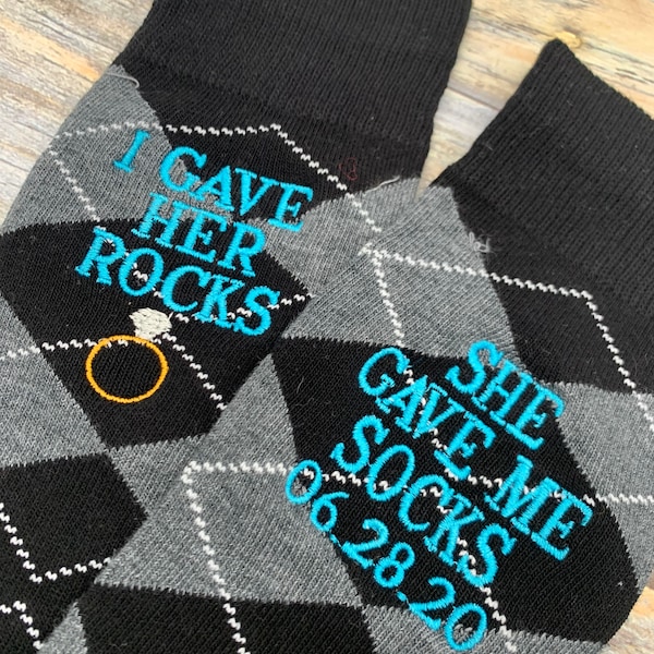 Groom Socks - Grooms Gift - Wedding Socks - I Gave Her Rocks She Gave Me Socks - Gift From Bride - Socks For Groom - Christmas Gift for Men