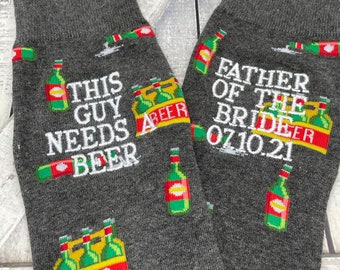 Father of the Bride gift - Groom Socks - Mens Dress Socks - Special Socks - Wedding Gift - Dad Gift - Father of the Bride socks - Beer Gift