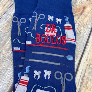 Dentist Socks - Mens Monogram Socks - Dental School Graduation Gift - Dentist Gift - Christmas Gift for Boss - Dentist Thank You Gift- Teeth