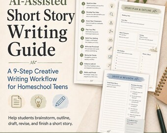 Flujo de trabajo de escritura creativa con IA para adolescentes / Escritura de cuentos cortos de lengua y literatura para estudiantes de secundaria en casa (PDF) / Guía de indicaciones de ChatGPT