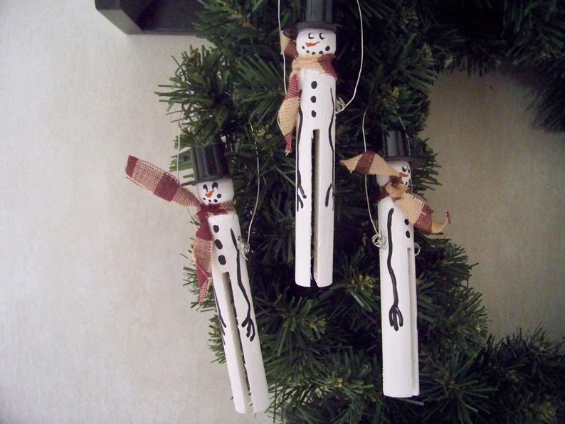 Snowman Clothespin Ornament - Etsy