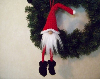 Santa Gnome, Santa Tree Gnome, Christmas Gnome Ornament, Crochet Gnome Ornament, Christmas Tree Gnome Ornament