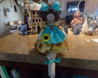 Sunflower Shelf Sitter Doll, Country Doll, Farmhouse Doll