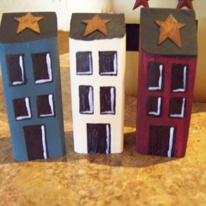 Primitive Salt Box Houses, Tiered Tray Decor, Farmhouse Decor, Rustic Decor, Americana Sa;t Box Houses