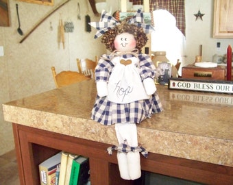 Inspirational Country Doll, Inspirational Shelf Sitter Doll, Personalized Doll, Farmhouse Decor, Rustic Decor, Christian Decor
