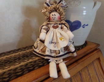 Inspirational Shelf Sitter Doll, Honey Bee Theme Doll, Farmhouse Doll, Country Doll, Bees, Honey Bees