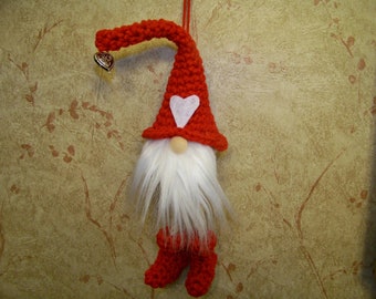 Tree Gnome, Valentine Gnome, Sweetheart Gnome, Valentine gift, Gnome Ornament, Nisse Gnome, Valentines Day Gnome