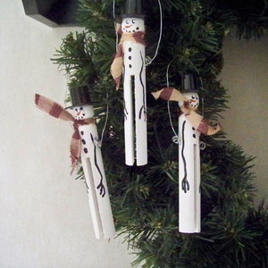 Snowman Clothespin Ornament - Etsy